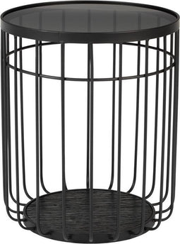 Feliz Lifestyle Lance Bijzettafel Rond Glas/ Metaal 35x35 cm Zwart