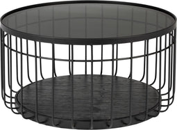 Feliz Lifestyle Lance Salontafel Rond Glas/ Metaal 60x60 cm Zwart
