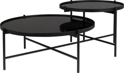 Feliz Lifestyle Li Salontafel Rond Glas/ Metaal Zwart - Set van 2