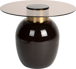 Feliz Lifestyle Mohra Bijzettafel Glas/ Metaal 50x50 cm (S) - Beige/ Zwart