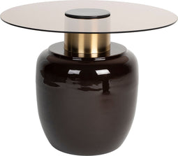 Feliz Lifestyle Mohra Bijzettafel Glas/ Metaal 59x59 cm (L) - Beige/ Zwart