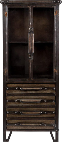 Feliz Lifestyle Otis Kast/ Vitrinekast Hoog Vintage Ijzer Zwart