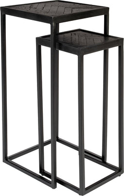 Feliz Lifestyle Parker Bijzettafel Hout Zwart- Set van 2