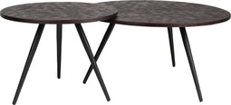 Feliz Lifestyle Webster Salontafel en Bijzettafel Rond Teak Hout Bruin - Set van 2