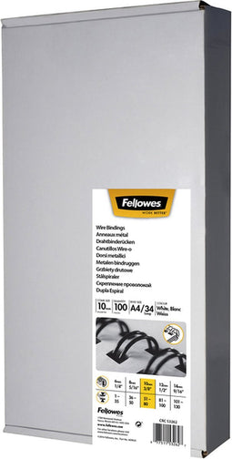 Fellowes bindruggen metaal 10 mm zilver, 100 stuks