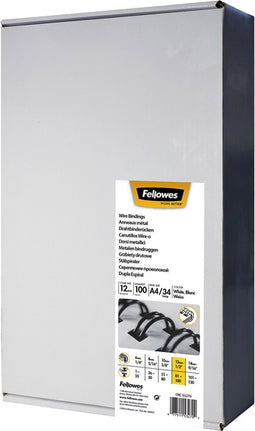 Fellowes bindruggen metaal 12 mm zilver, 100 stuks