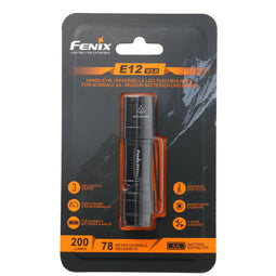 Fenix E12 V3.0 LED flashlight, max. 200 lumens, one-hand operation, ultra-compact and lightweight, b