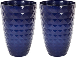 FERIZA III - Bloempot set van 2 - Blauw - Klei-vezelmengsel