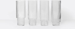 FERM LIVING - Ripple Glass Longdrink - Glazen set van 4 - 0,30L