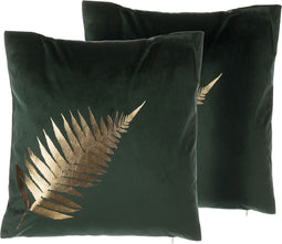 FERN - Sierkussen set van 2 - Groen - 45 x 45 cm - Fluweel
