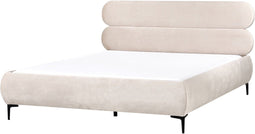 LESSAY - Tweepersoonsbed - Lichtbeige - 180 x 200 cm - Fluweel