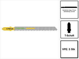 Festool 204256 S 75/2,5/5 Decoupeerzaagblad - Hout - 75mm (5st)
