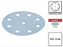 Festool 497147 STF Granat Schuurschijf - P80 - 125mm (10st)