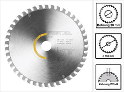 Festool Cirkelzaagblad voor Hout | Wood Fine Cut | Ø 168mm Asgat 20mm 42T - 205765