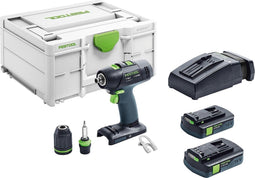 Festool T 18+3 C3,1-Plus 18V Li-Ion accu schroefboormachine set (2x 3,1Ah) in systainer - 50Nm - 45mm - koolborstelloos