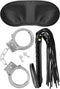 Fetish Tentation SM kit - Set met Handboeien, Masker en Zweep - Imitatieleder - Metaal - Zwart