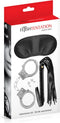 Fetish Tentation SM kit - Set met Handboeien, Masker en Zweep - Imitatieleder - Metaal - Zwart