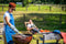 FEUERMEISTERIN Premium Leren BBQ Handschoen Grijs-Blauw - BBQ Hanschoenen - Hittebestendig - Ovenwanten