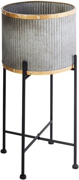 FEUILLE - Verhoogde bloempot - Grijs - 26 x 26 x 52 cm - IJzer