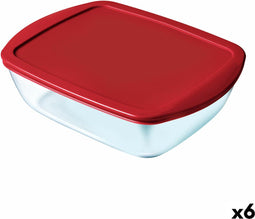 Hermetische Lunchtrommel Pyrex Cook & store Rood Glas (400 ml) (6 Stuks)