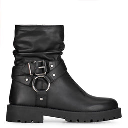 PS Poelman LEIN - Dames enkellaarzen - Bikerboot met ritssluiting - Zwart - 42