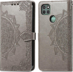 iMoshion Hoesje Geschikt voor Motorola Moto G9 Power Hoesje Met Pasjeshouder - iMoshion Mandala Bookcase - Grijs