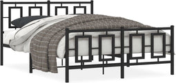 vidaXL - Bedframe - met - hoofd- - en - voeteneinde - metaal - zwart - 140x200 - cm