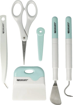Westcott crafttool set - 6 delig - schraper, schaar met beschermkapje, pelhaak, spatel, pincet - AC-17858
