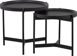 WOOOD Lizzy Bijzettafel - Mango Hout - Zwart - 52x55x55/46x47x47