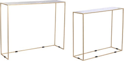 Set van 2 tafels DKD Home Decor Zwart Gouden Wit Ijzer (100 x 28 x 80 cm)
