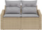 vidaXL - 2-zits - ligbed - met - kussens - - - beige - poly - rattan