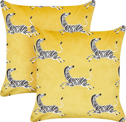 ACONITUM - Sierkussen set van 2 - Geel - 45 x 45 cm - Fluweel