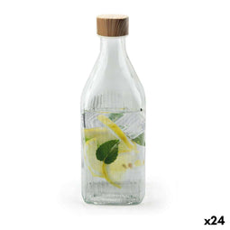 Glazen fles La Mediterránea Metaal Glas 1 L (24 Stuks)