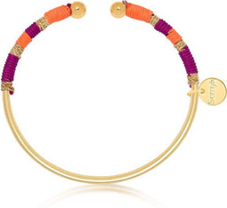 Scmyk BG-263 - Armband Bangle - Goudkleurig met oranje en roze draad