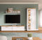 Furnilux Verona - Wandkast Systeem 3 Delen - TV-meubel met klapdeuren en vitrinekast - Wit Eik Decor (3 delen)