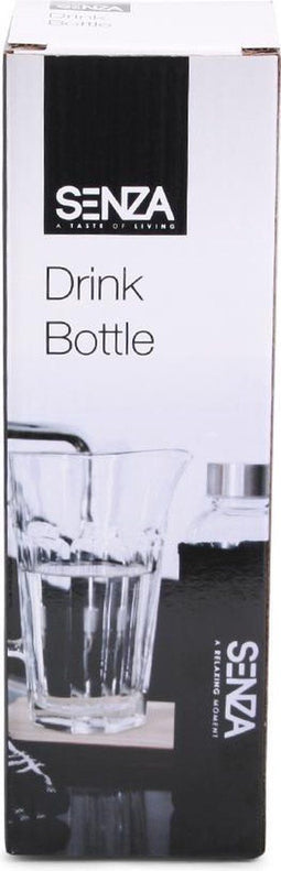 Senza Drinkfles van glas met neopreen hoes - zwart