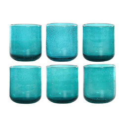 Glazenset Home ESPRIT Turkoois Kristal 320 ml (6 Stuks)
