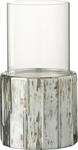 J-Line kaarshouder - theelichthouder - zilver - large