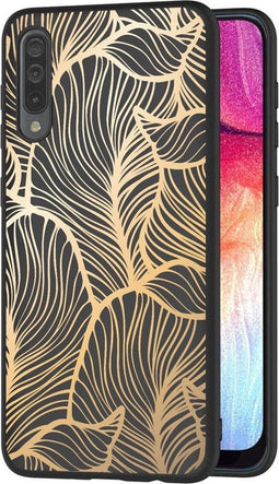 iMoshion Hoesje Geschikt voor Samsung Galaxy A30s / A50 Hoesje Siliconen - iMoshion Design hoesje - Goud / Zwart / Golden Leaves