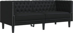 vidaXL - Tweezitsbank - Chesterfield-stijl - kunstleer - zwart