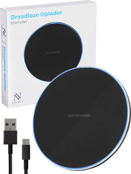 Nuvance Draadloze Oplader 15W - Snelladen - Geschikt voor alle Qi-smartphones - Mat Zwart