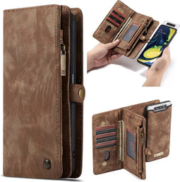 Caseme - vintage 2 in 1 portemonnee hoes - Geschikt voor Samsung Galaxy A80 - Bruin