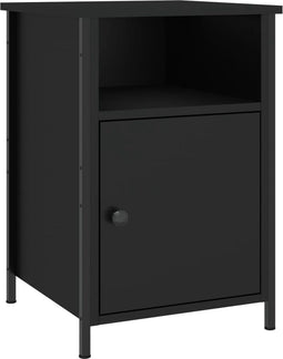 vidaXL - Nachtkastje - 40x42x60 - cm - bewerkt - hout - zwart