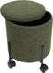 HÜBSCH INTERIOR - CONTAIN groene hocker met wieltjes en opbergruimte OEKO-TEX - ø42xh46cm
