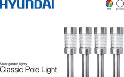 Hyundai - RVS buitenlamp op zonne-energie – LED - 4 pack