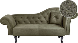 LATTES II - Chaise longue - Olijfgroen - Rechterzijde - Fluweel