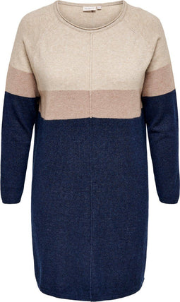 ONLY CARMAKOMA CARLAURA L/S ABK DRESS ESS KNT - Dames Jurk - Loose fit - Maat M/48