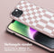 Selencia Hoesje Geschikt voor iPhone 14 Plus Hoesje Met Koord - Selencia Siliconen design hoesje met afneembaar koord - Roze / Irregular Check Sand Pink