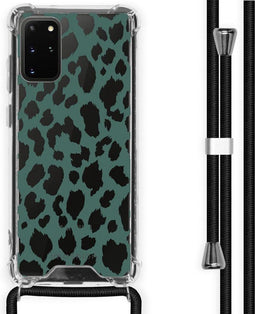 iMoshion Hoesje Geschikt voor Samsung Galaxy S20 Plus Hoesje Met Koord - iMoshion Design Hoesje met Koord - Groen / Transparant / Panther Illustration