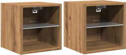 vidaXL - Tv-wandmeubels - met - LED - 2 - st - 30x28,5x30 - cm - artisanaal - eikenkleur